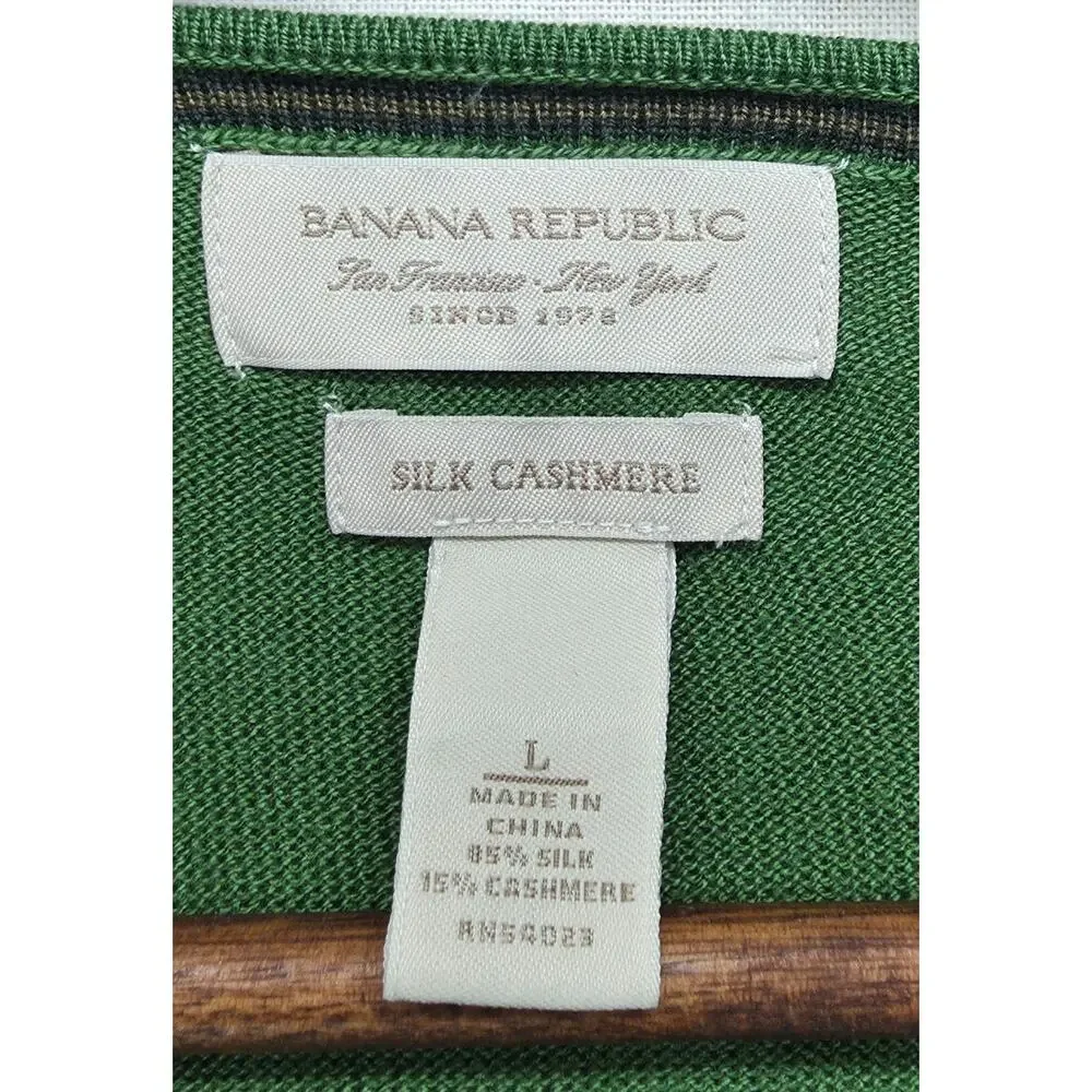 Banana Republic Silk Cashmere Preppy Green Classic Pullover Men's Sweater (L)